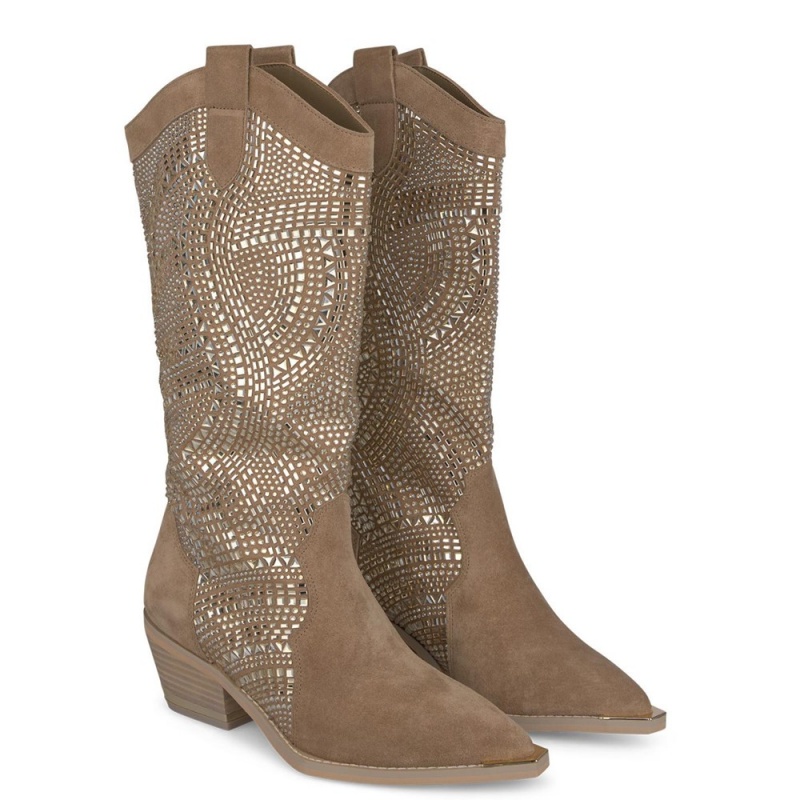 Bottes Cowboy Alma En Pena Rhinestones Bleu Femme | JUW-15520726